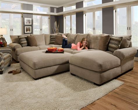 sectional couch with oversized ottoman.